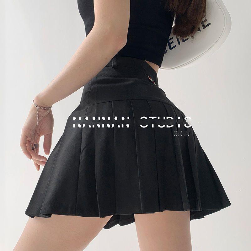 

Women s Khaki A-Line Pleated Midi Skirt: High Waist, Anti-Exposure, Versatile for Spring to Winter, Academy Style 2XL чорний
