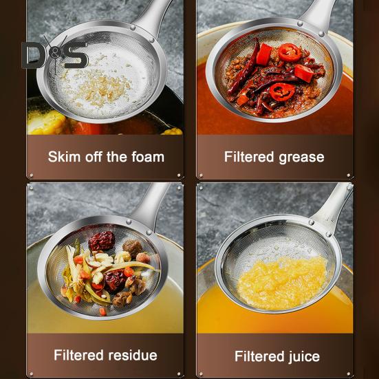 Sitko o drobnych oczkach do filtra oleju, pianki do zbierania tłuszczu, łyżka do skimmera o drobnych oczkach, z długą rączką, durszlak, uniwersalny, szybki