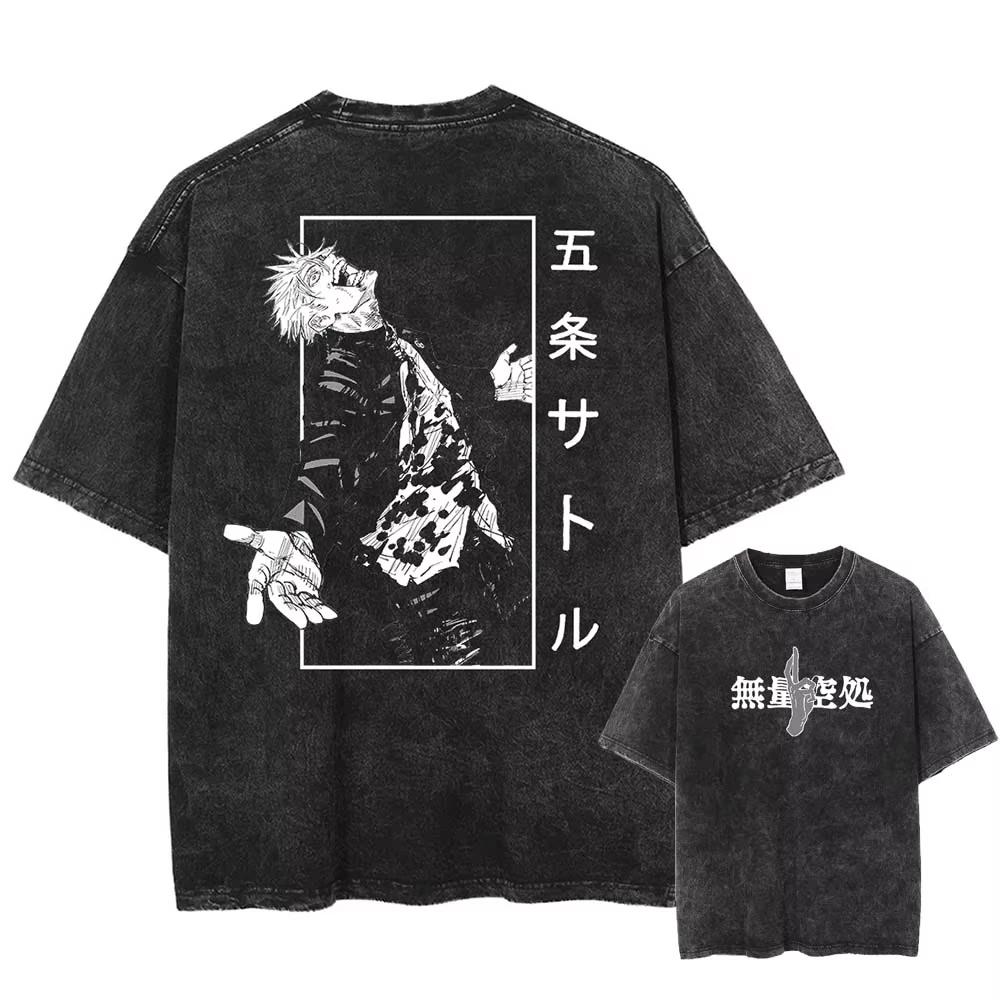 Jujutsu Kaisen Manga T-shirt Zenin Maki Graphic Print T Shirt Men Women Clothes Short Sleeve Tees Washed Oversized Cotton Tshirt