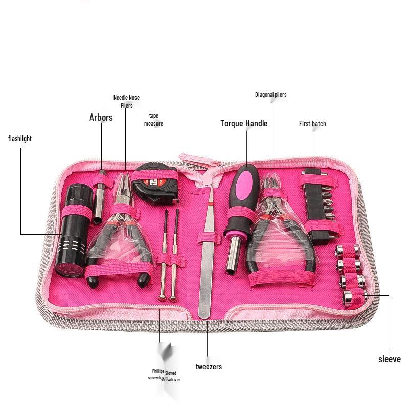 

Набор розовых инструментов для автомобиля и дома для женщин, 23 предмета