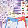 DIY Journal Set für Mädchen Kinder Schreibwaren Geschenkbox Lila Tagebuch Notizbuch Set mit Stickern Washi Tape Kreatives Basteln Geschenk