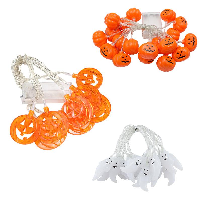1pc 20LED Orange Flat Hollow Halloween Pumpkin Lights String Battery Powered Suitable For Home Party Garden Yard Halloween Decor