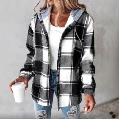 Übergröße Damen Jacke Karotop Frühling/Sommer Lässig Kariertes Muster Knopfleiste Mantel Weibliche Streetwear