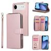 For iPhone 17 Air Case Zipper Pocket 9 Card Slots PU Leather Phone Cover with Hand Strap