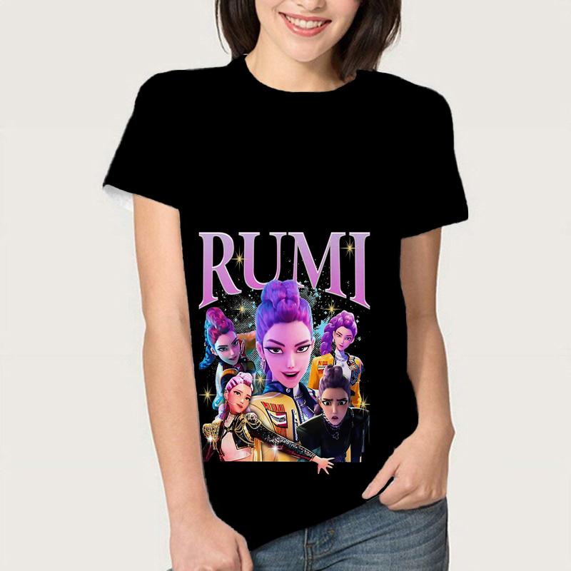 Letní KPop Lovci démonů Trička Huntrix Girl Kpop Tričko Jinu Zoey Rumi Mira Saja Kluci Cool Trička s krátkým rukávem Trička Topy