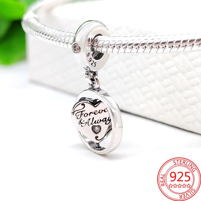 Real 100% 925 Sterling Silver Colorful Rainbow Pendant & Dream Catcher Heart Charm Fit Fashion 3mm Bracelet Romantic Gift