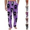 Men's Halloween Printed Knit Pajama Pants with Pockets - Color Casual Sleep Pants for Lounging