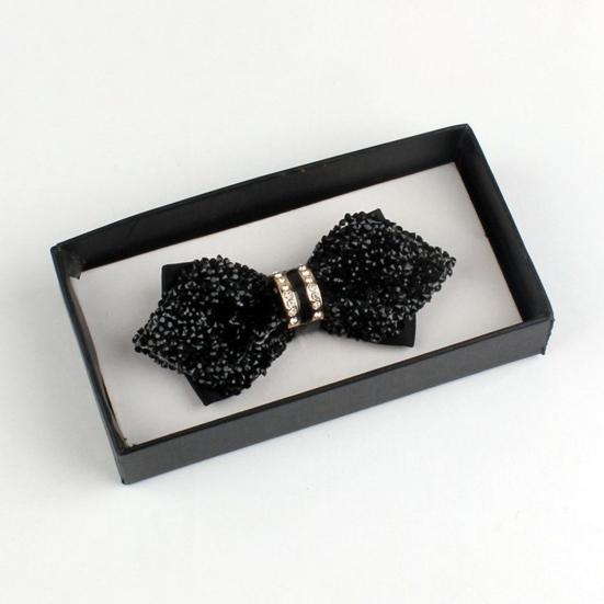 Yousheng Bow Tie Sparkling Rhinestones Inlaid Adjustable Tightness Formal Bow Tie Versatile Business Banquet Office Matching Decoration