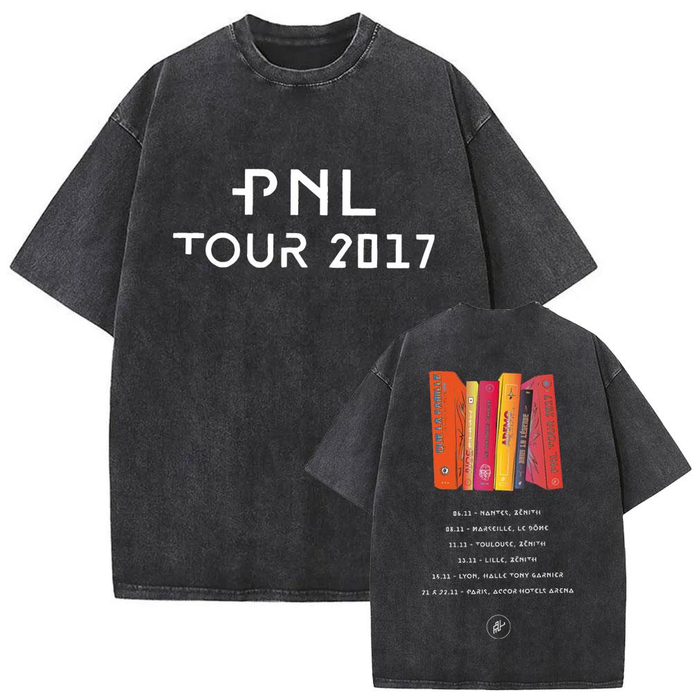 Washed Vintage Rap Band PNL Tour  Tshirts Famous Le Monde Chico Album Tshirt Men Women Hip Hop Fashion Oversized T Shirts