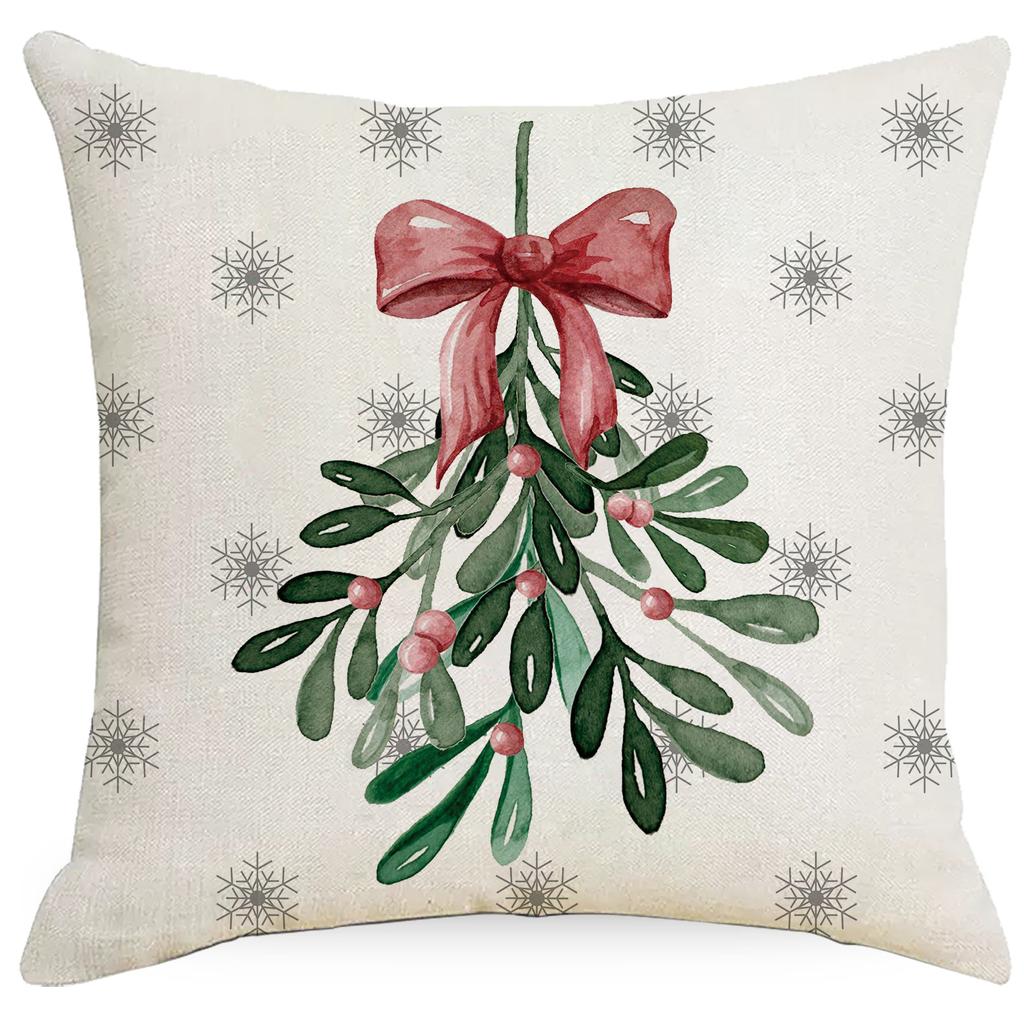 Christmas Linen Throw Pillow Cover Christmas Tree Snowflake Holiday Home Decor Gift Sofa Cushion Cushion Cover