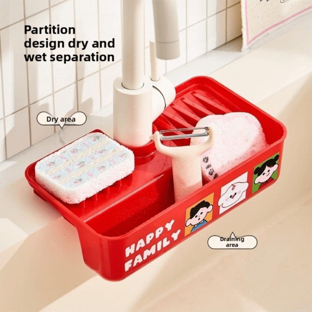 Dry-Wet Faucet Drain Rack Cartoon Drain Storage Box Anti Mold Faucet Storage Rack Home Use