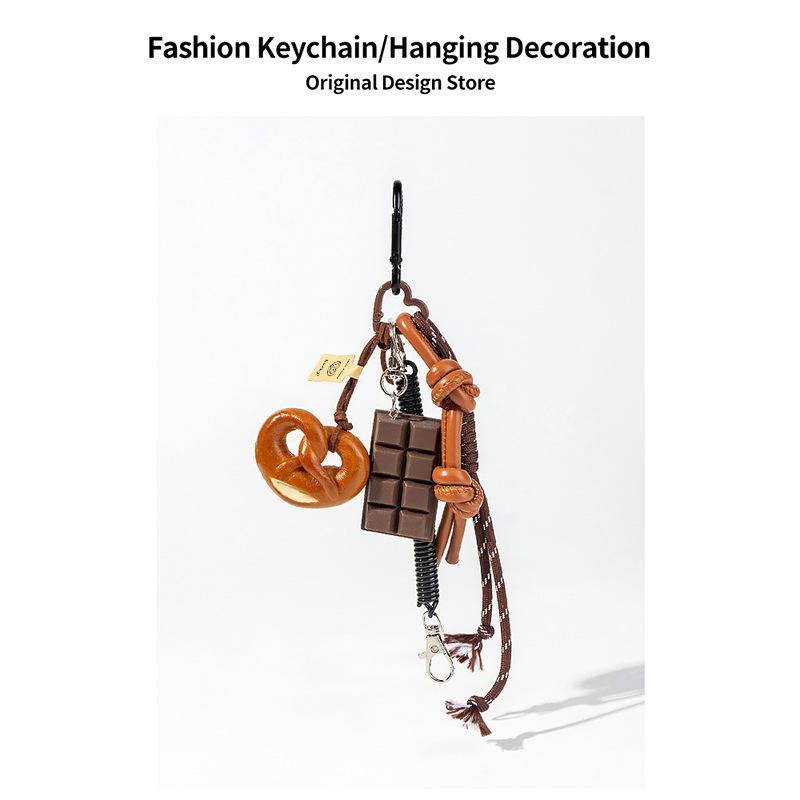 Maillard Brown Korean Chocolate Bagel Keychain Pendant