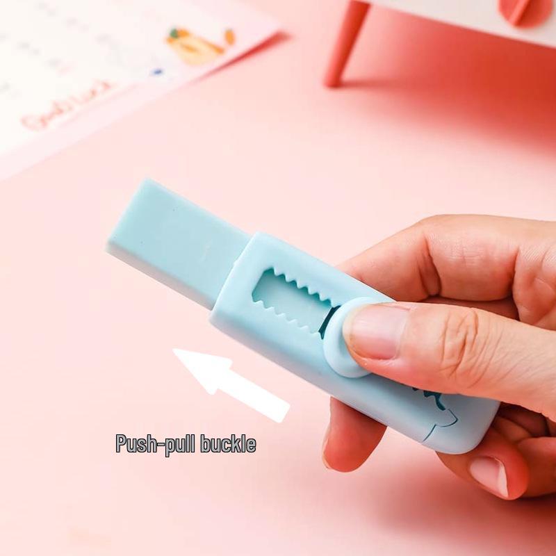 Cream-Colored Retractable Eraser: Push-Pull Design, Low-Dust, No Marks, Ideal for Students
