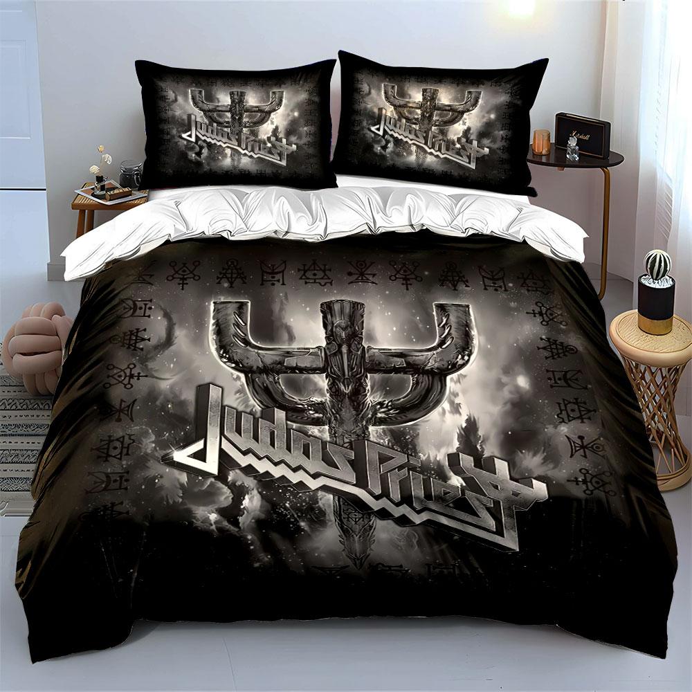 Judas Priest Steel Cross Design Bedding Duvet Cover Set Duvet Cover Pillowcases (1*Duvet Cover 2*Pillowcases, Without Duvet Insert)