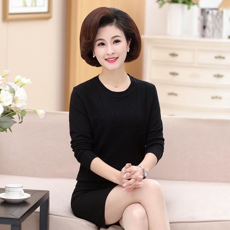 

Autumn Knit Pullover: Long-Sleeve, Solid Color Wool Sweater for Women One Size (50-75 kg)