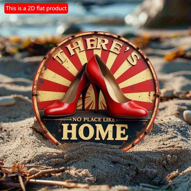 2d Flat 20*20cm Circular Wooden Sign, No Place Like A Home Logo, Unique, Durable, Easy To Hang Wooden Decoration, Suitable for Bedrooms, Kitchens