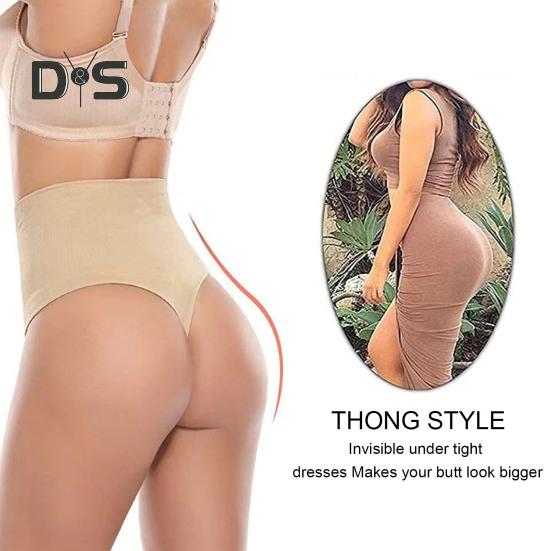 Sexy Women High Waist Tummy Control Thong Shapewear Solid Color Seamless Shaping Briefs Underwear Body Shaper Panties