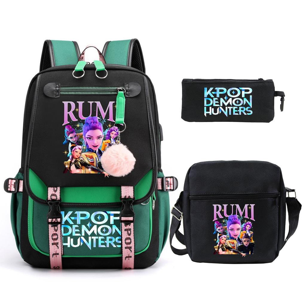 Hot Sale Witch Hunter KPop Peripheral Printing Student School Bag Shoulder Bag Casual Pencil Bag Three-piece Set