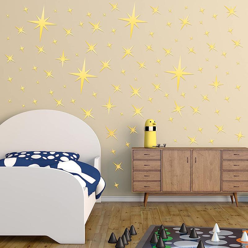42Sheets Creative Star Acrylic Removable Mirror Wall Sticker Mosaic Wall Decal Diy Wall Paper Festival Home Decoration Stickers