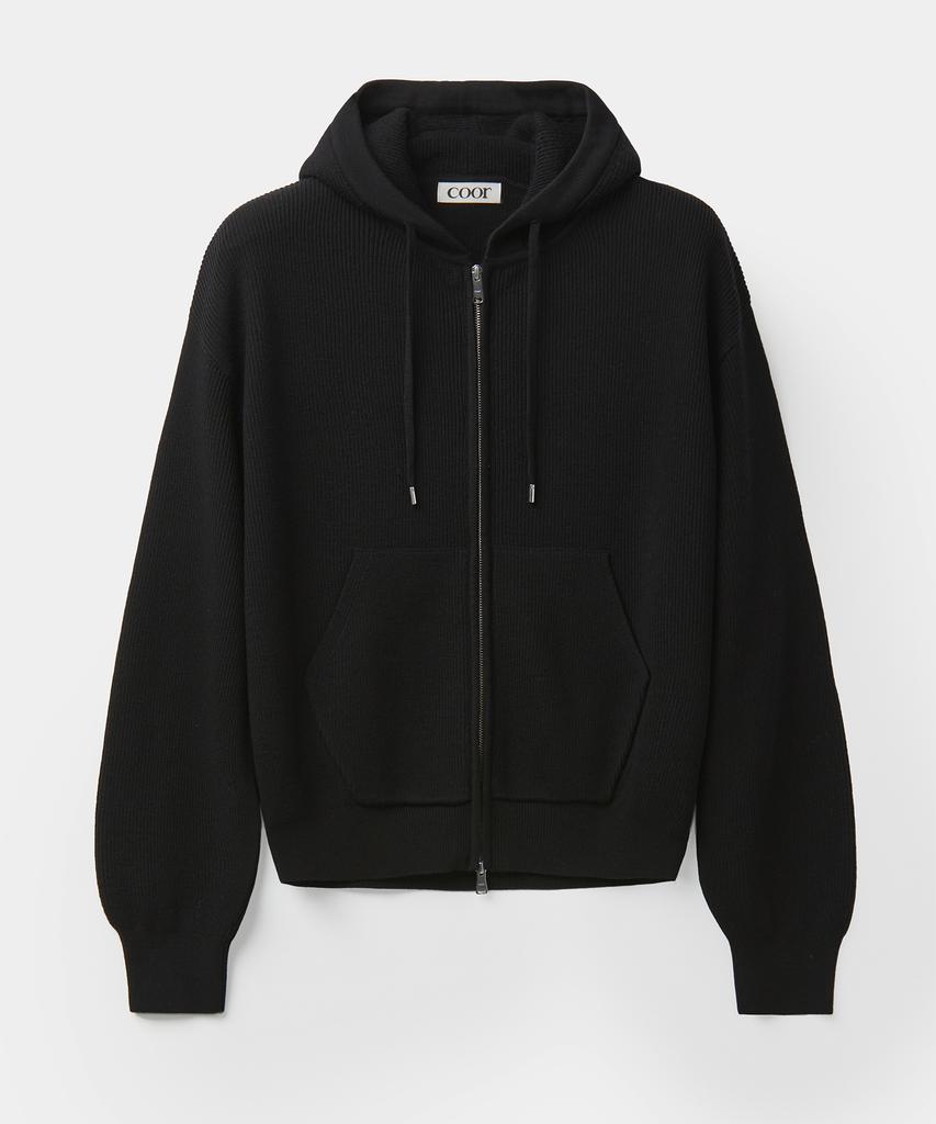 Kueo Essential Knit Zip-Up Hoodie (Black)