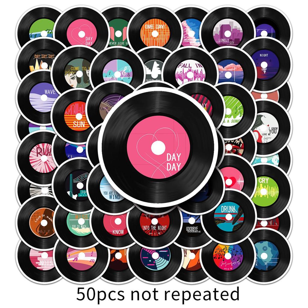 50 Retro Vinyl Record Cartoon Stickers for Journals, Notebooks, and Phones