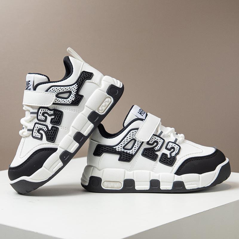 Chaussures de sport en cuir pour enfants - Automne/Hiver Baskets souples pour garçons - Course à pied et décontractées