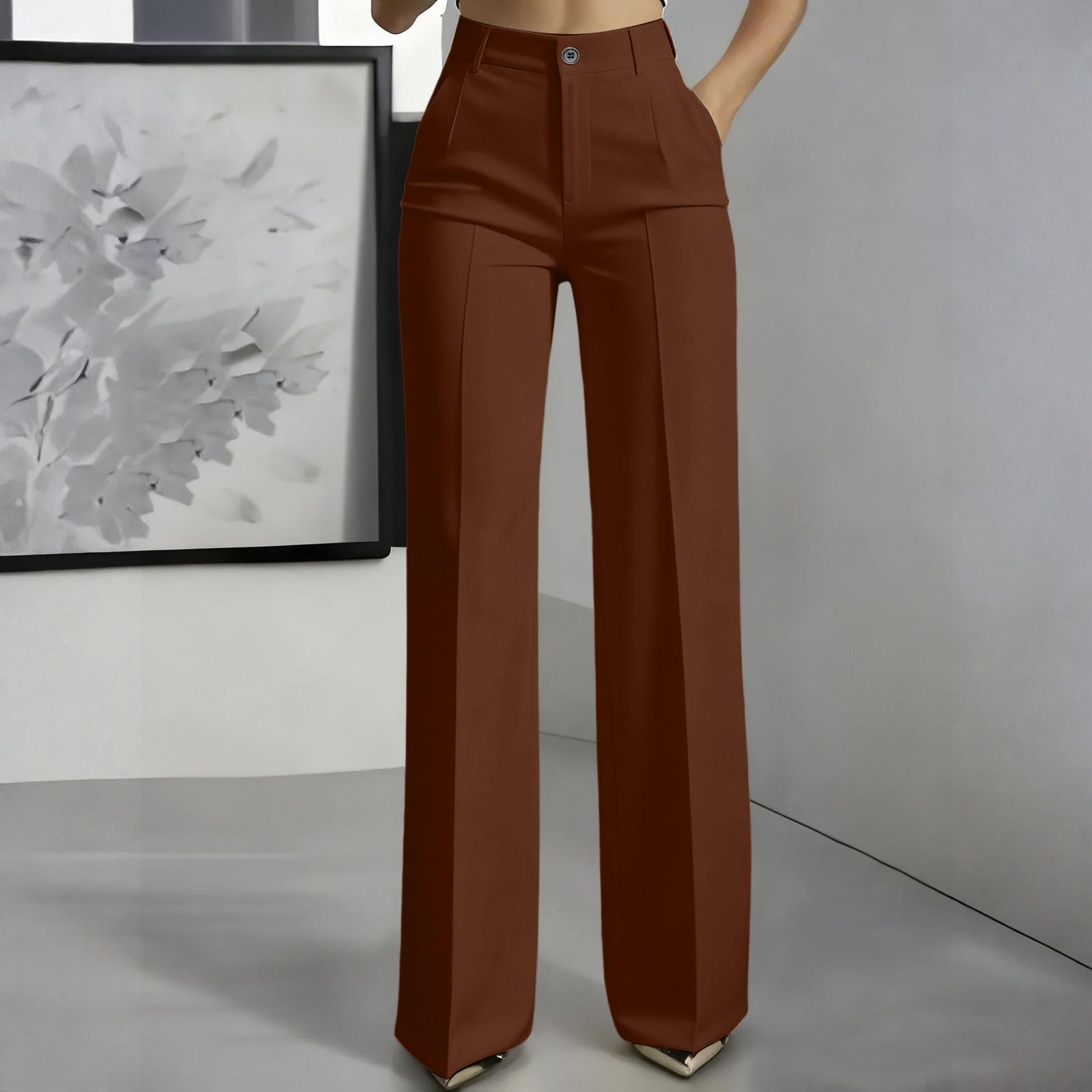 

Женские цветные брюки-костюм прямого кроя с высокой талией для женщин XL коричневый