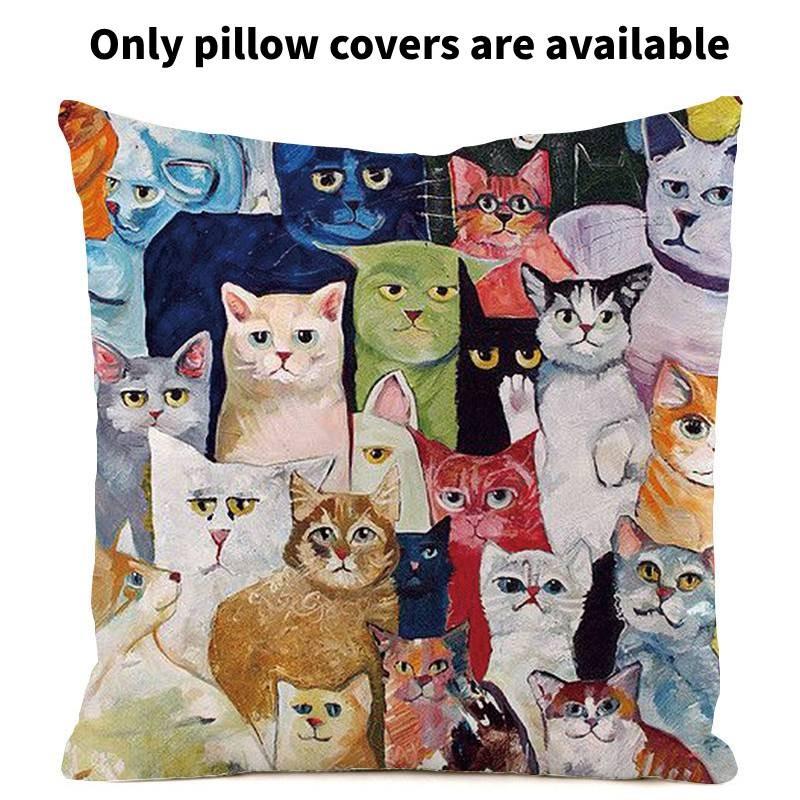 

Cozy Cats Many Cushion Cover Plant Print Silk Material Bedside Decoration