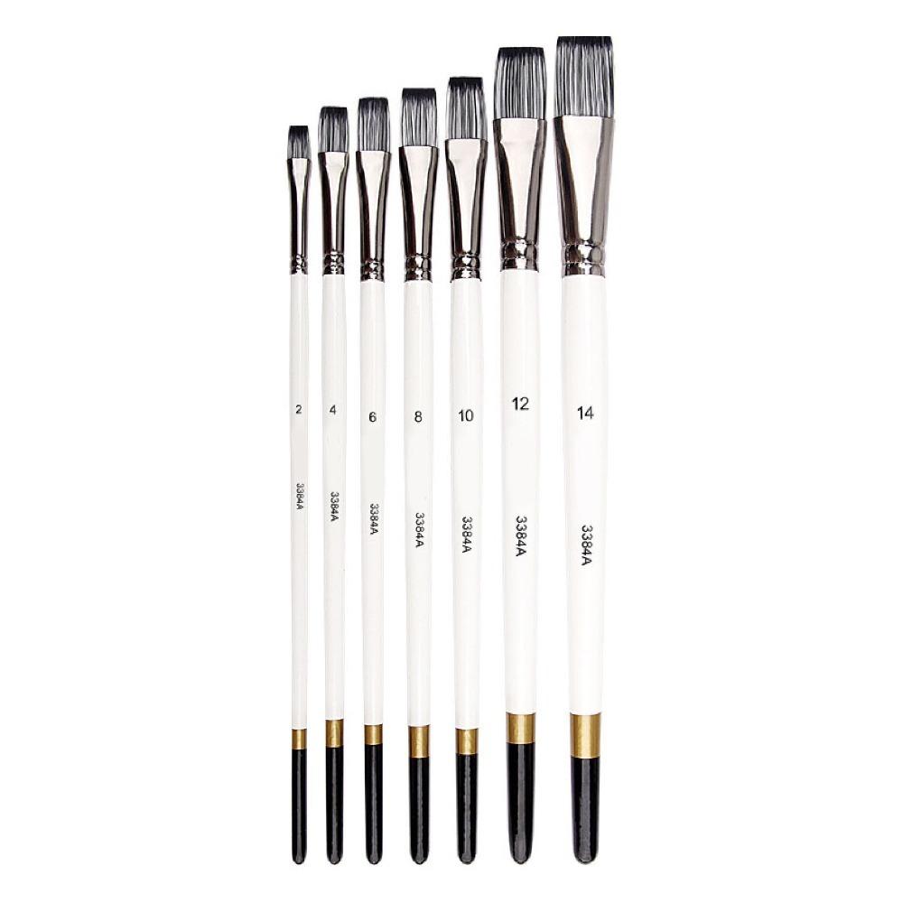 7PCS flat brush tips flat tip painting brushes watercolor drawing pens  art class practice Paint Brush Set