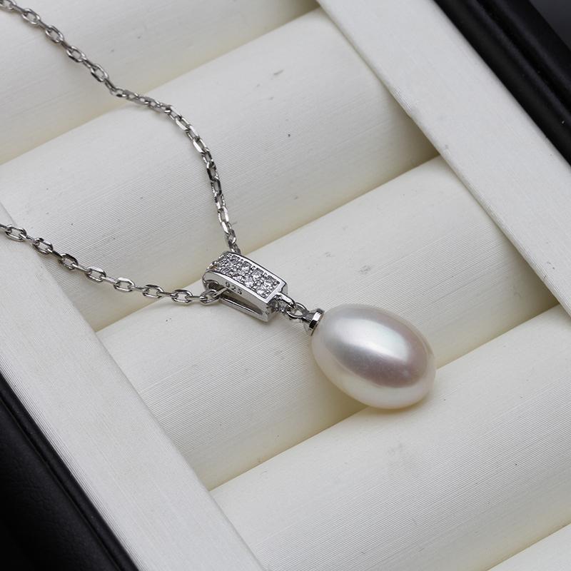 

Genuine Natural Black Freshwater Pearl Pendant Woman,925 Sterling Silver Pearl Necklace Mother Wife Birthday Gift