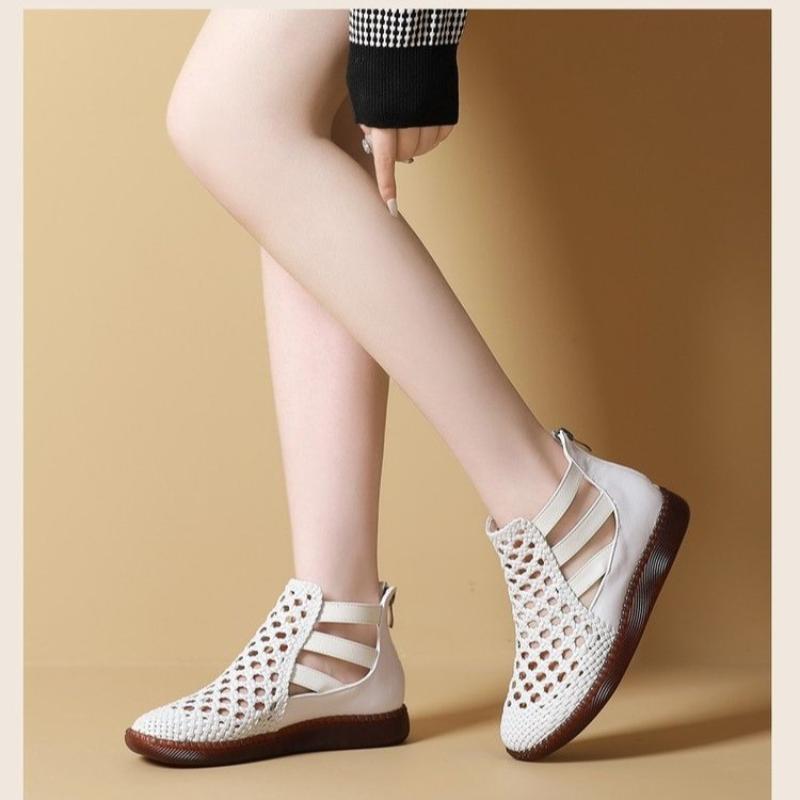 Women Boots Platform Sandals Large Size 2025 Women Shoes Summer Sandals Breathable Hollow Flat Women Boots Sandalias De Mujer