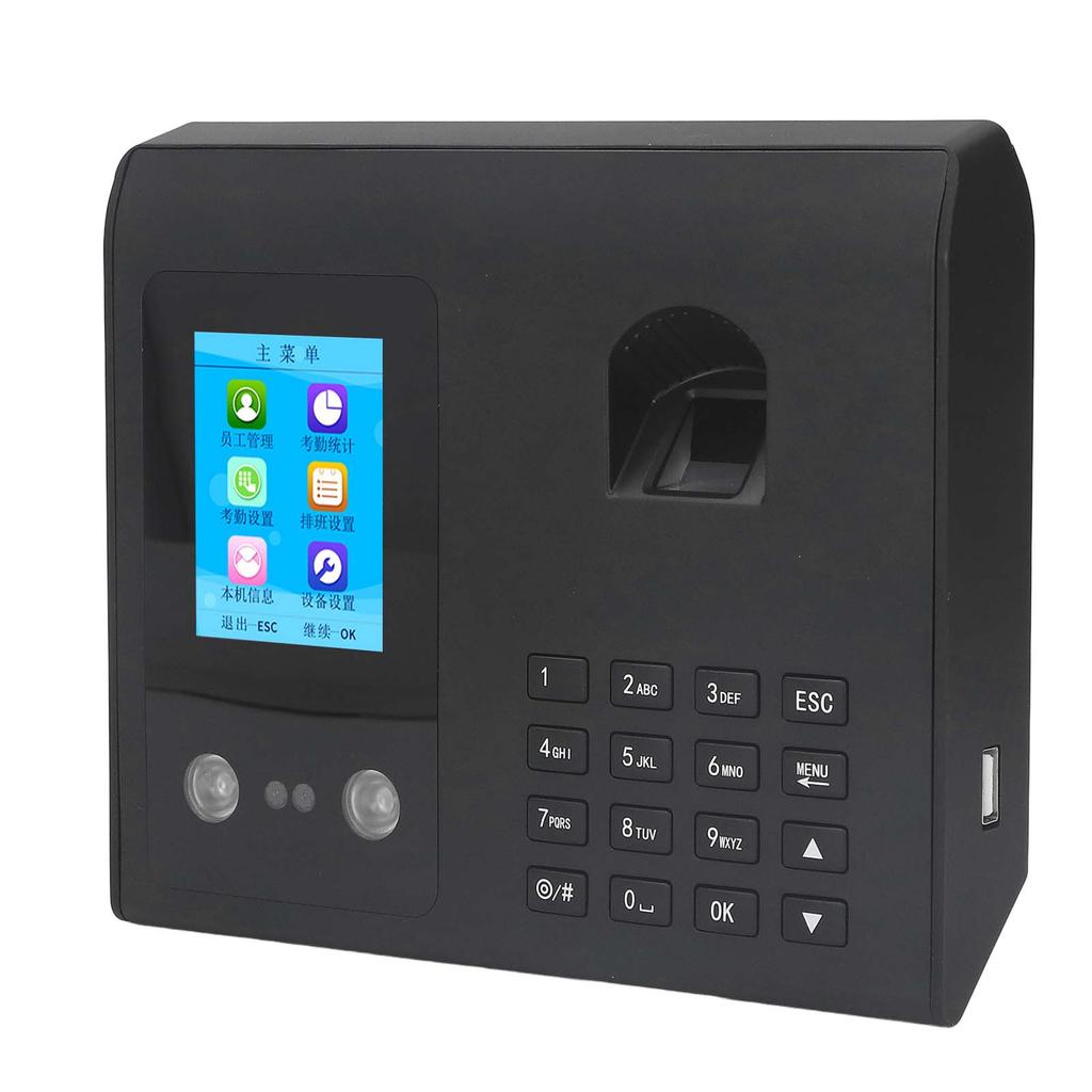 Time Attandence Machine Face Recognition Fingerprint Password Employee Time Clock 100‑240V Black US Plug