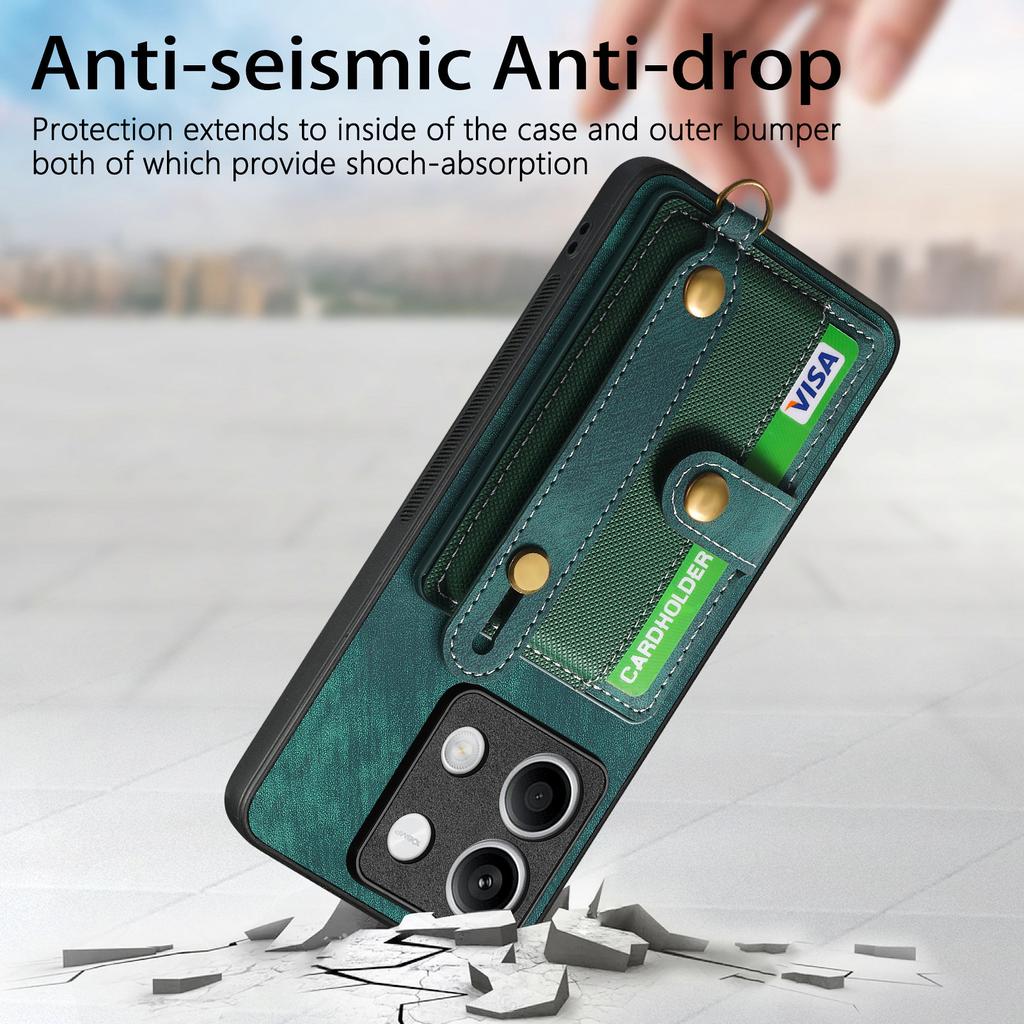 For Redmi Note 15 14 13 Pro Plus K90 Phone Case Wristband Leather Wallet Card Pocket Xiaomi 17 Pro Max 15 15T Poco F7 X7 Cover
