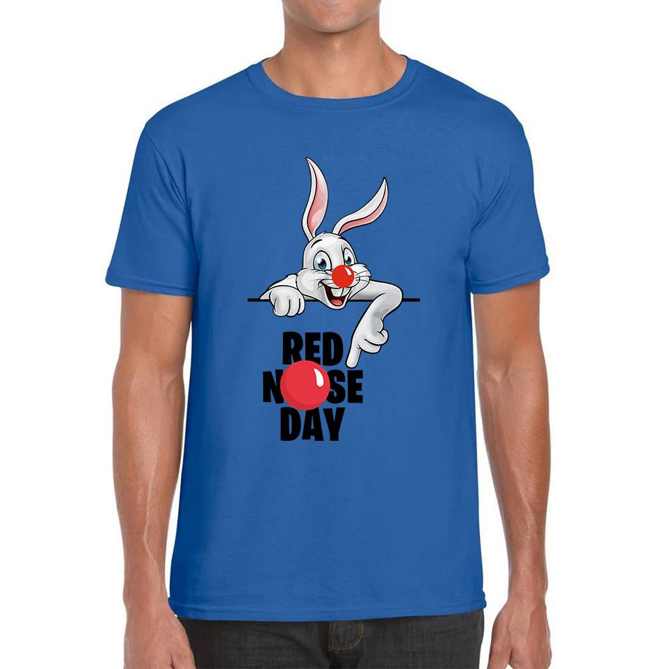 

White Bunny Red Nose Day Unisex Mens T Shirt Womens Tops Tees 3XL