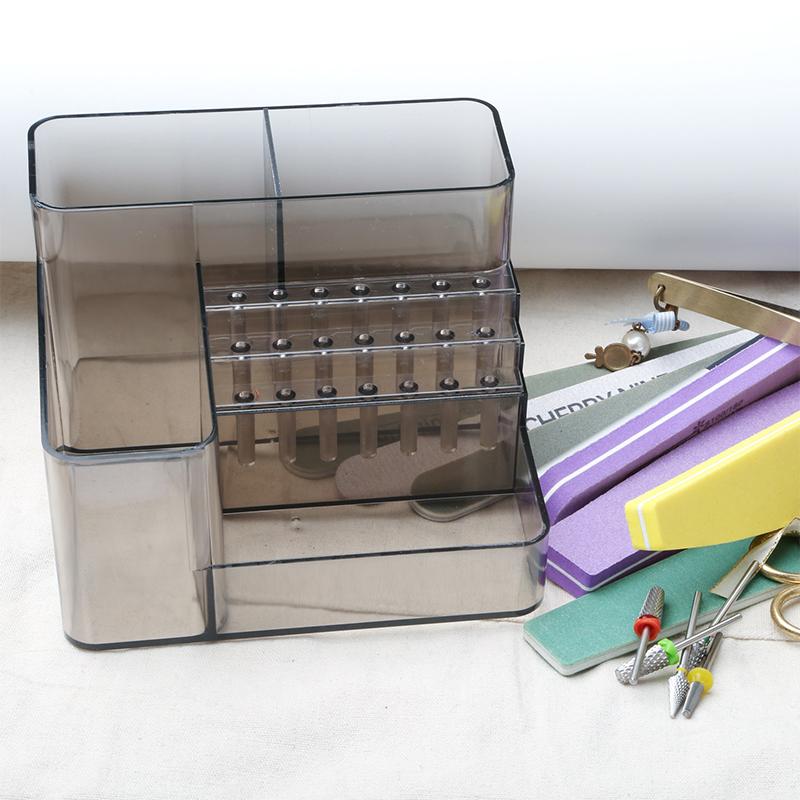 1Pcs Multi Compartment Nail Drill Bit Organizer Case For Nail Salon Desktop Manicure Accessory Plastic Nail Art Tool Storage Box