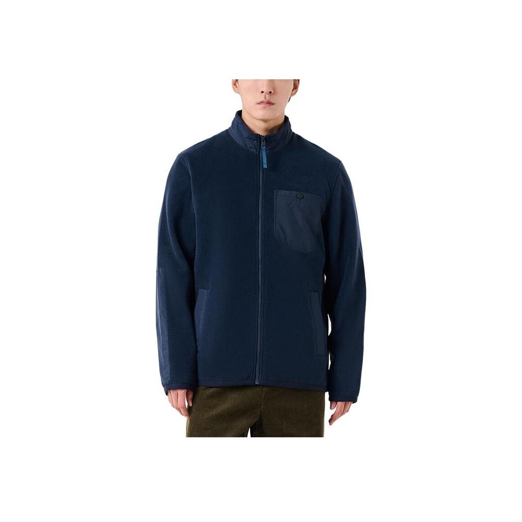Timberland Solid Color Spliced Outdoor Stand Collar Knitted Jacket Men Jacket Dark-Blue A6NZ1-433