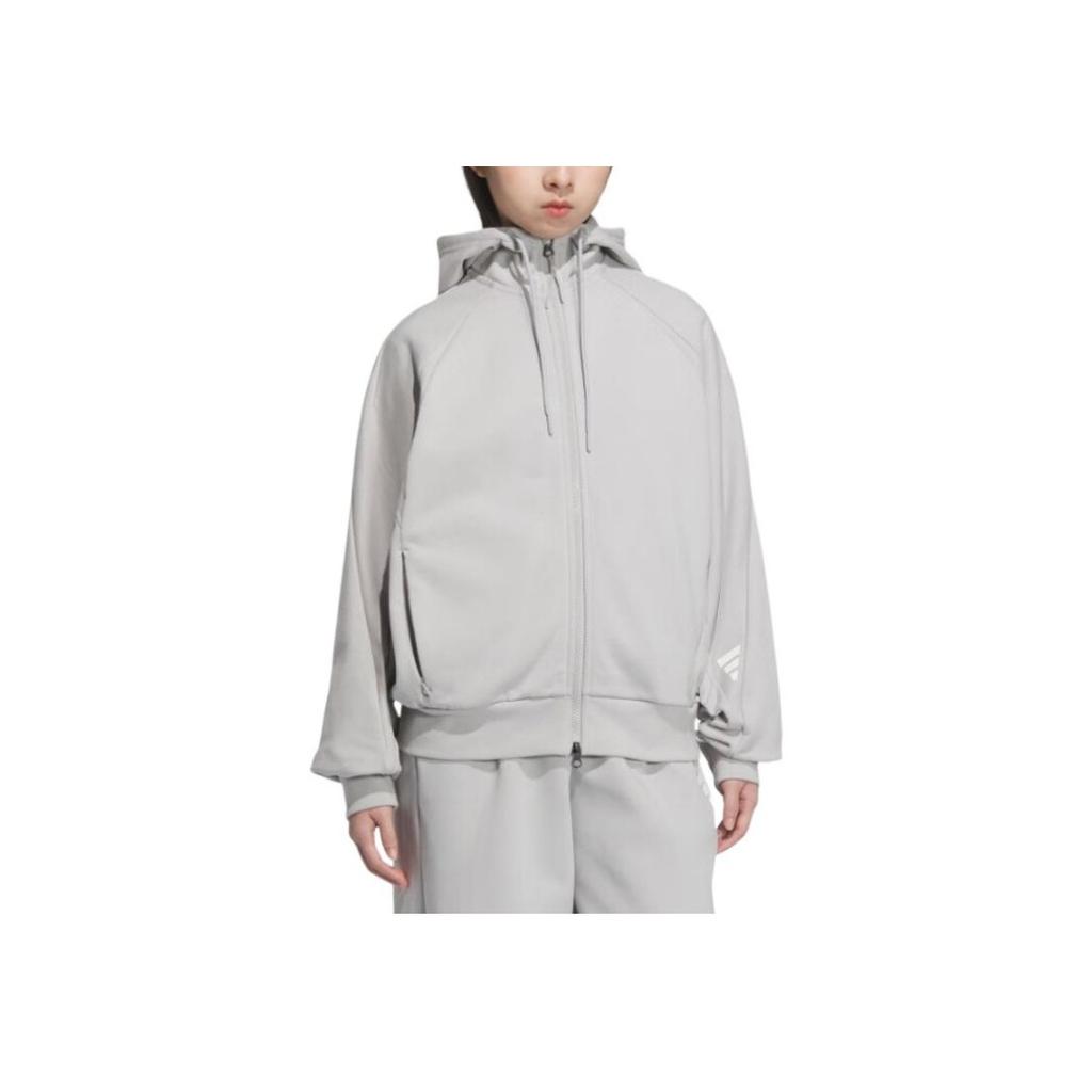 Adidas Fustl Jacket Hoodie Fashion Versatile Long Sleeve Jacket Women Jacket Gray JY8067