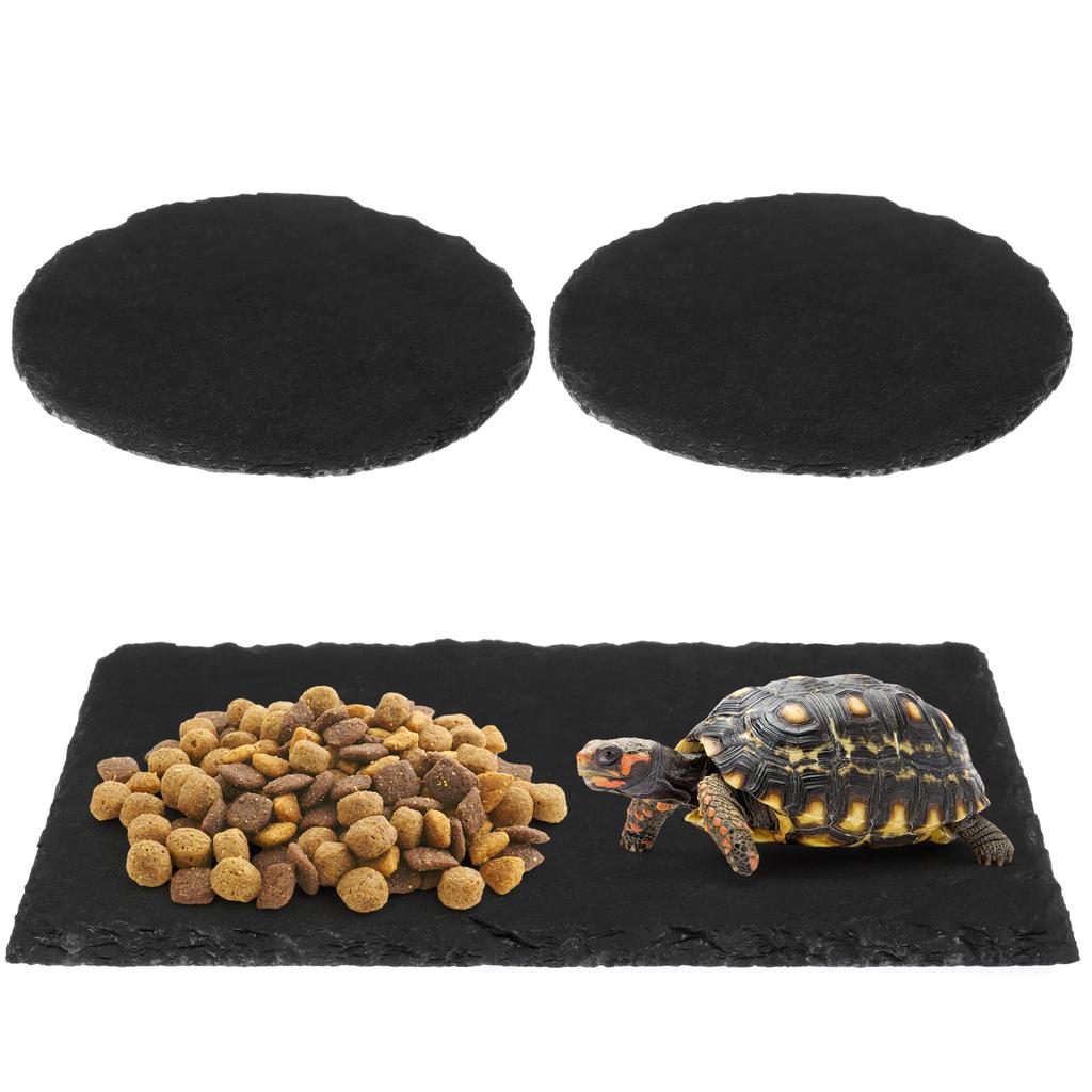 3 Pcs Reptile Basking Platform Tortoise Rock Plate Slate Reptile Basking Platform Feeding Dish Natural Rock Bathing Resting Plat