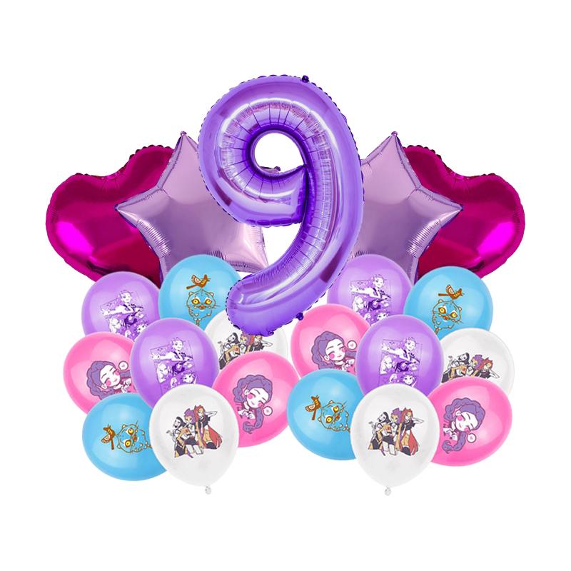 Baloane de petrecere Kpop Demon Hunter K-pop Huntrix Fundal cu baloane de petrecere Kpop Hunter Warrior Consumabile pentru petrecerea de ziua de naștere