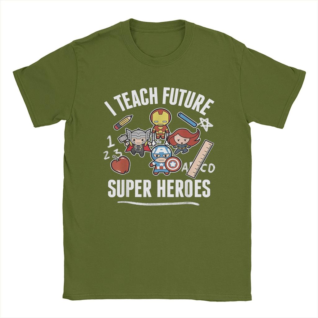 Avengers I Teach Super Heroes T-Shirt for Men Cute Funny Novelty Pure Cotton Tees Crew Neck Short Sleeve T Shirt 6XL merchandise