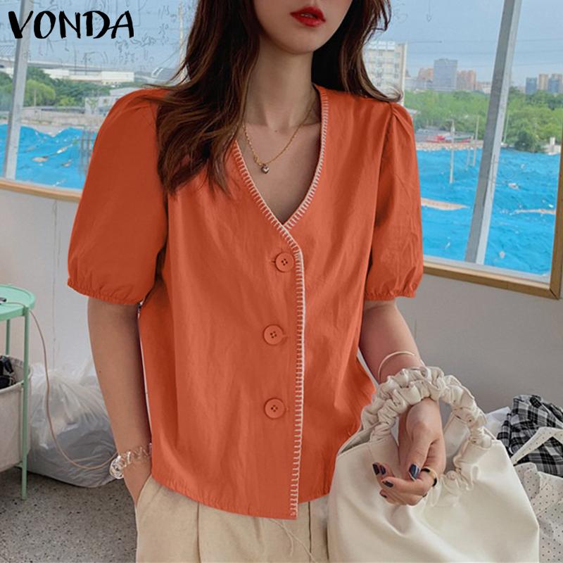 

Летние рубашки с короткими рукавами VONDA, повседневные свободные топы