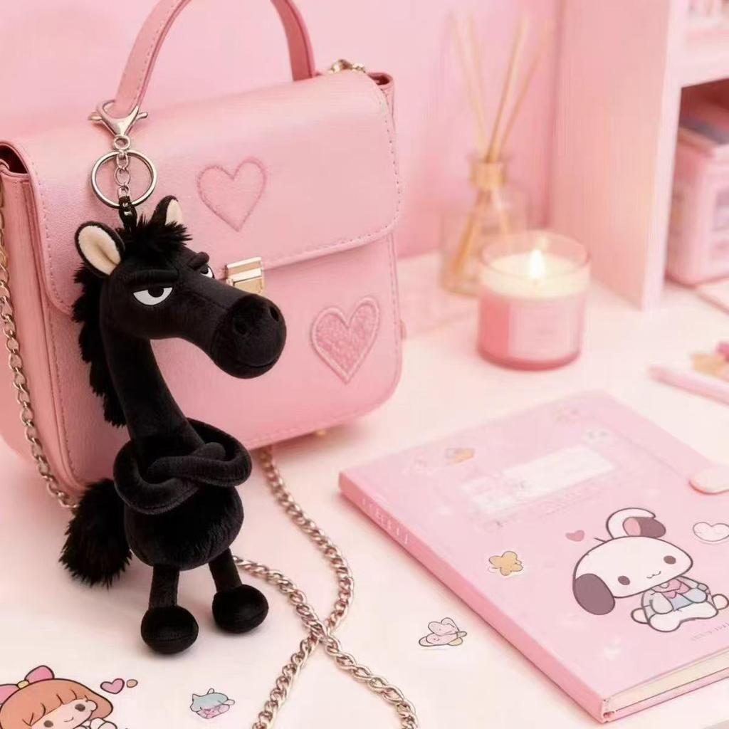 Year of the Horse Black Horse Plush Keychain: Auspicious Mascot Doll for 26th Anniversary