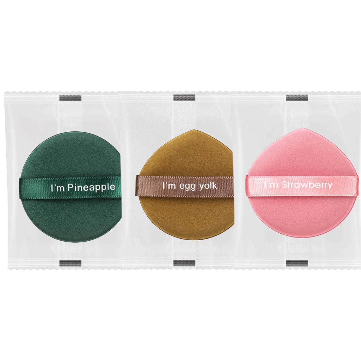 Dual-Use Non-Absorbing Makeup Sponge for Wet and Dry Foundation, Egg Yolk Powder Puff - Pineapple & Strawberry Pie Design.