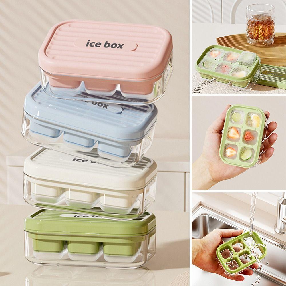 

With Storage Box Ice Cube Maker Quick Frozen Maker Ice Box Food Grade Summer Ice Cube Tray Kitchen зелений