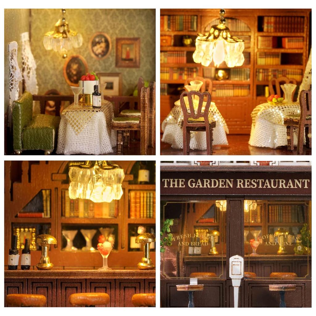 CUTEROOM Casa de Muñecas de Madera Modelo en Miniatura con LED DIY Juguete para Niños Kit, Luces, (D016)