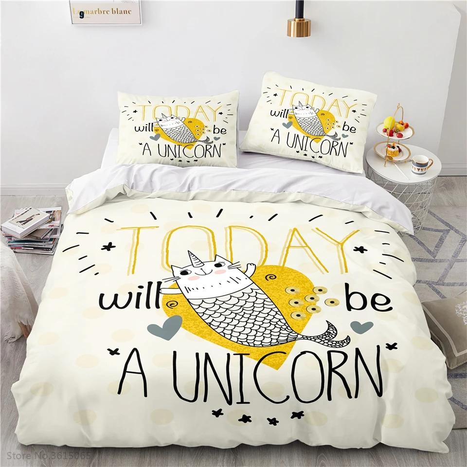 Cute Cartoon Cat Kitty Printed Bedding Set Pink 3d Duvet Cover Sets Pillowcase Children Single Double Twin Full Queen King Size