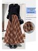 Thickened Warm Wool Retro Plaid Umbrella Skirt - 2025 Autumn/Winter Collection