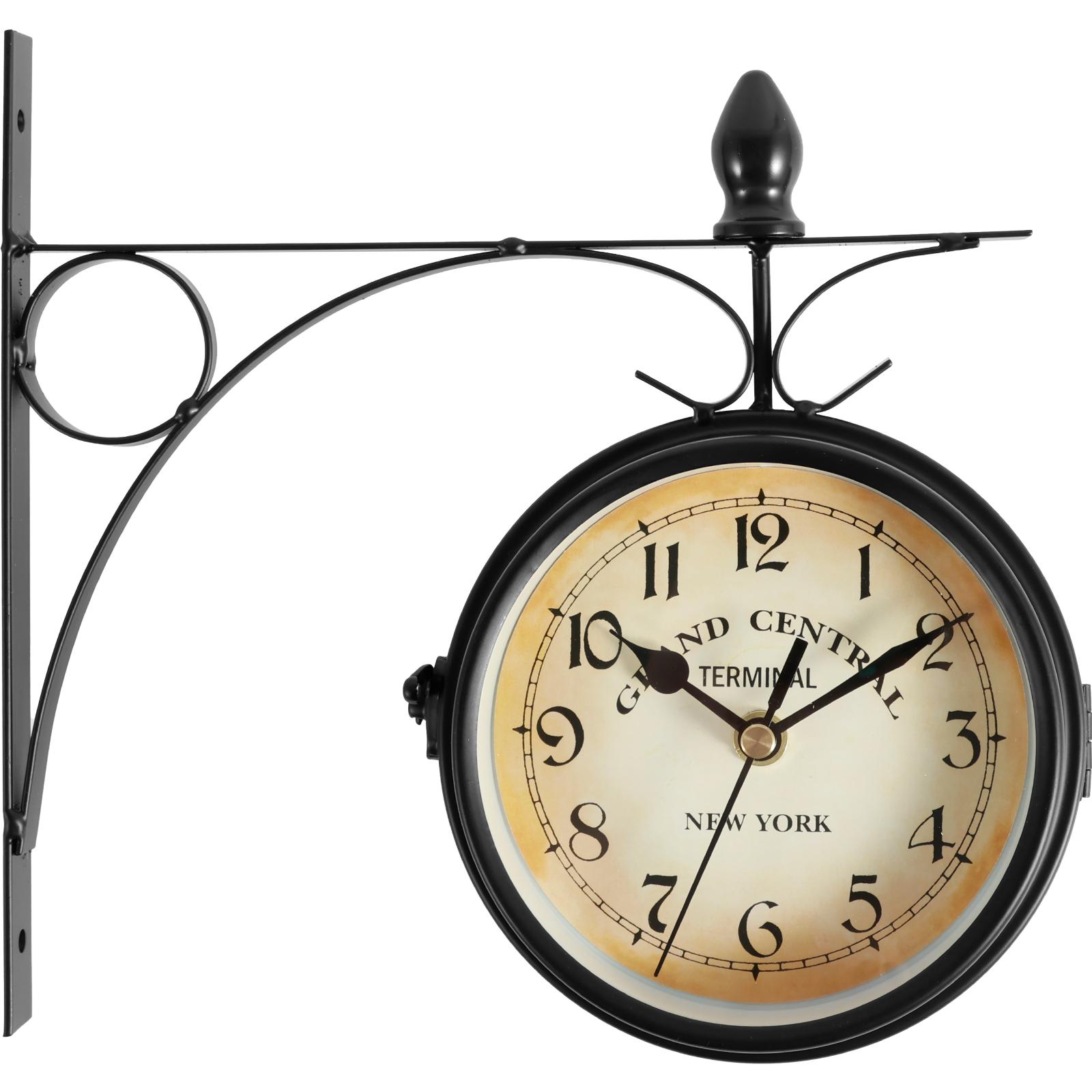 

Wall Clock Retro Double-Sided Wall Clock Decoration Quiet Wall Mount Clocks Antique Wall Clock for Home Porch Balcony Garden чёрный