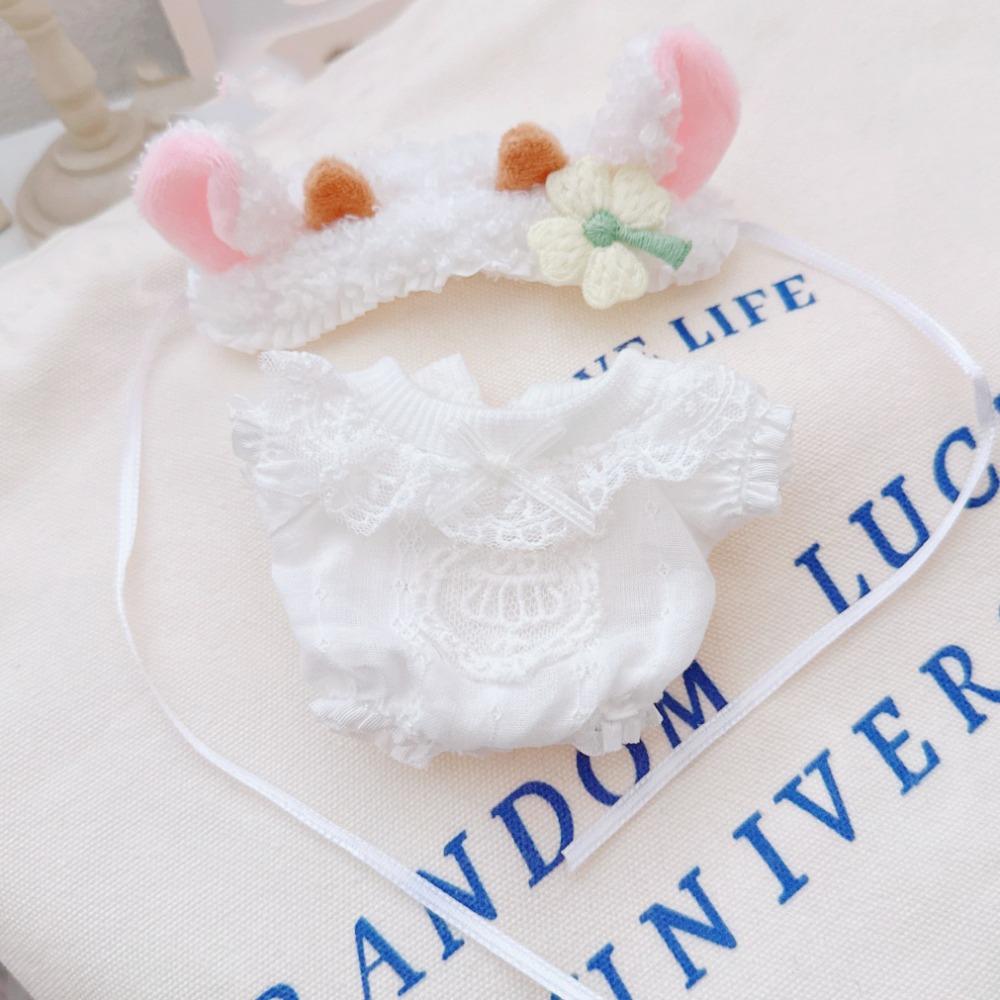 

Одежда для куклы Labubu 17 см, комбинезон с овечками, наряд для плюшевых кукол, подарок для детей белый