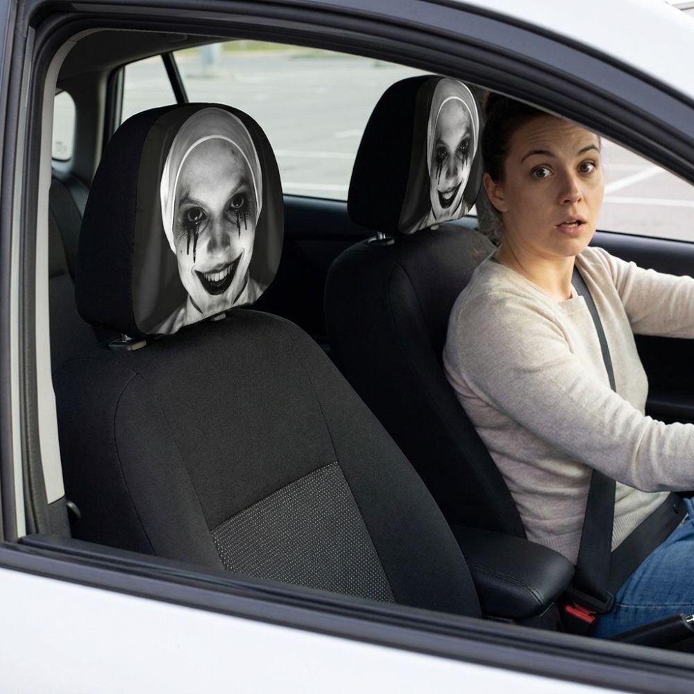 2Pcs Elastic Spooky Face Auto Headrest Sleeve Soft Comfortable Auto Headrest Wrap  Travel
